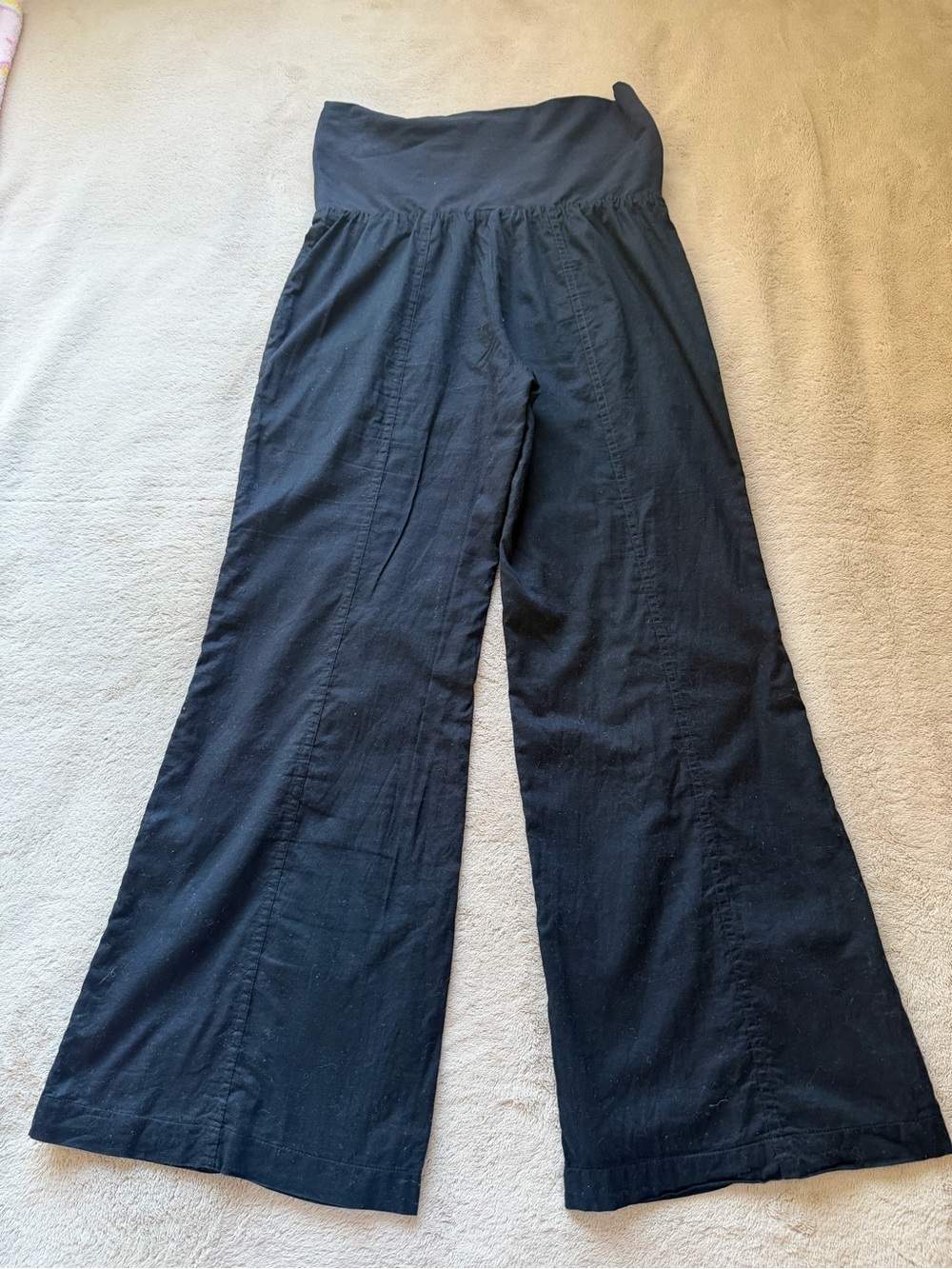 Anthropologie Saturday/Sunday Black Cotton Wide Leg Pull-On Pants XS